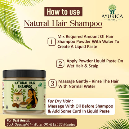 Ayurica Herbal Natural Hair Shampoo Powder – Amla, Reetha, Shikakai & Methi | 200g
