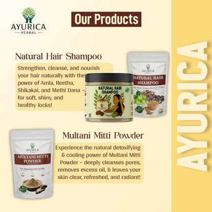 Ayurica Herbal Natural Hair Shampoo Powder – Amla, Reetha, Shikakai & Methi | 200g